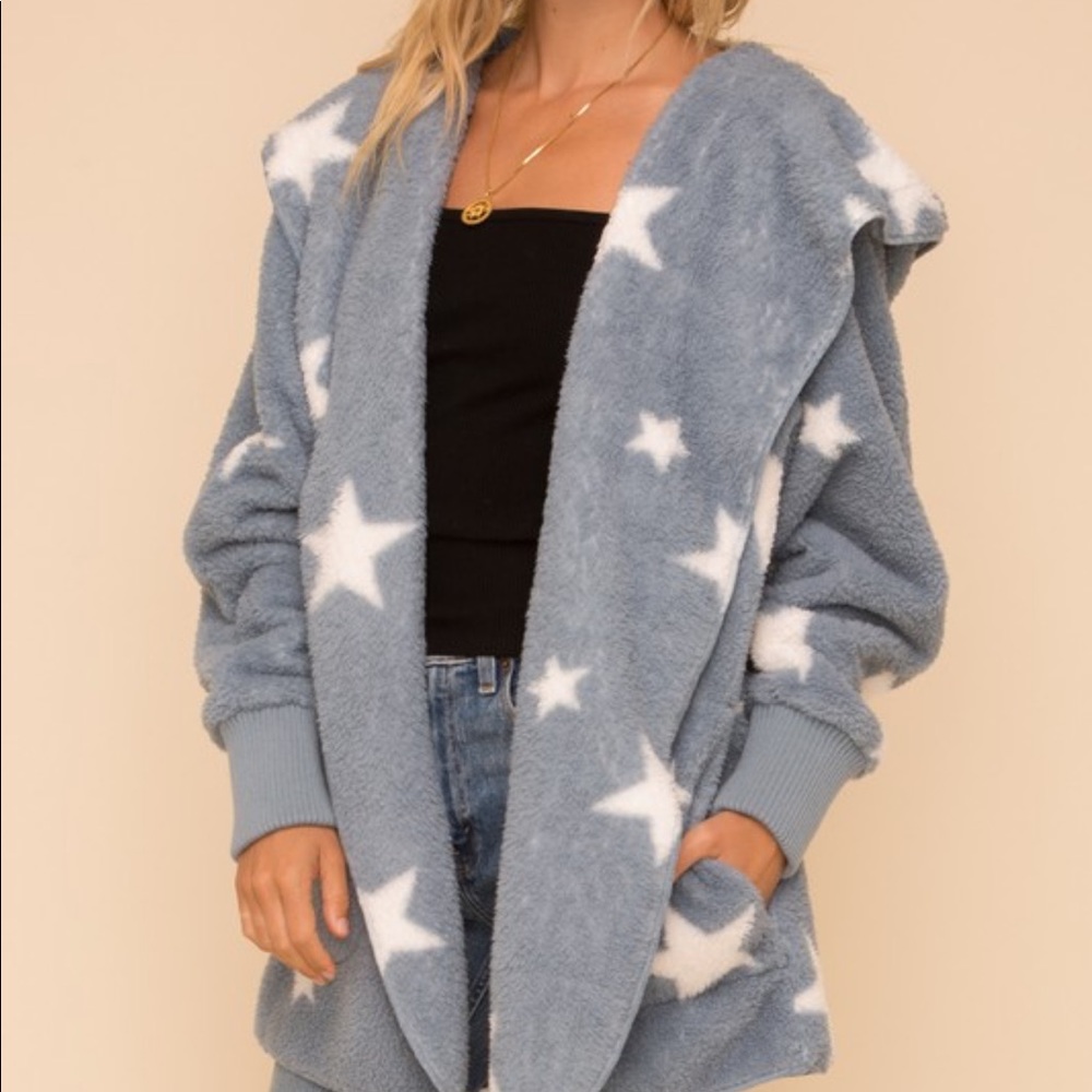 Cozy Star Teddy Cardigan - ONE SIZE